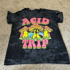 Spencers Acid Trip Shirt Womens Small  Black Tie Dye Magic Mushrooms Psychadelic